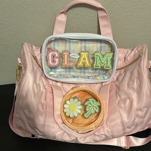 Stoney Clover Lane Pink Heart Duffle Bag with Accessories